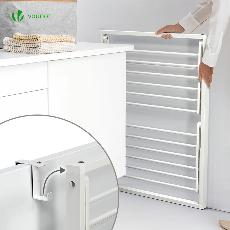 Étendoir à linge mural suspendu pliable Blanc
