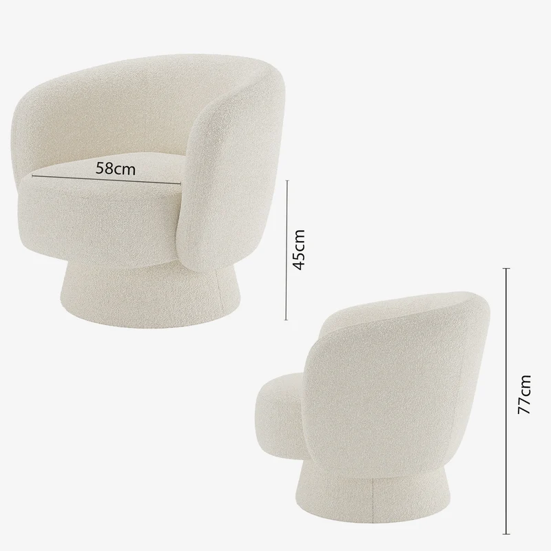Fauteuil bouclette pivotant couleur cr me Salma