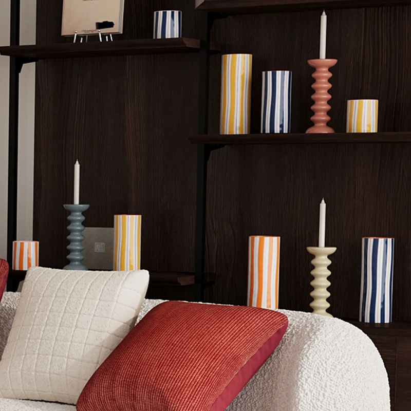Petit vase cylindrique rayures bleues Orlando