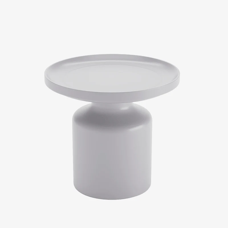 Table d'appoint ronde en métal gris clair