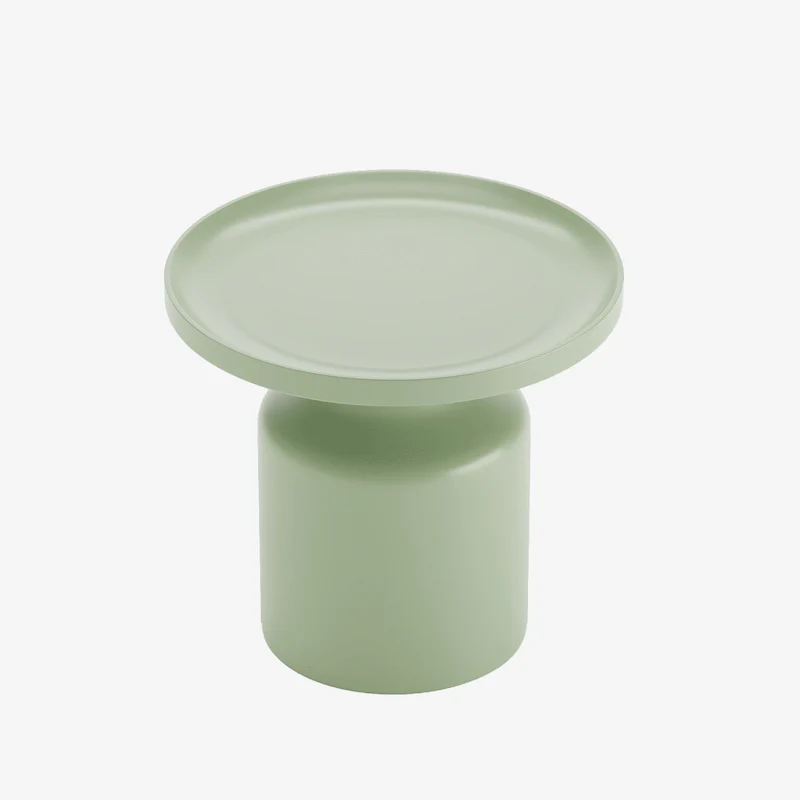 Table d'appoint ronde en métal vert d’eau
