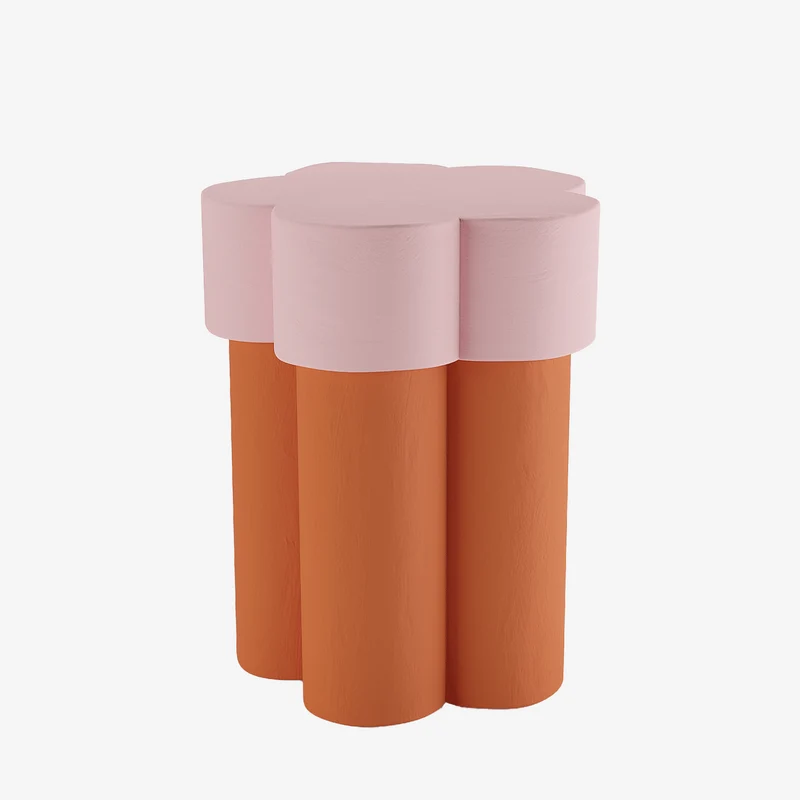 Table d’appoint en forme de fleur, magnésie orange et rose