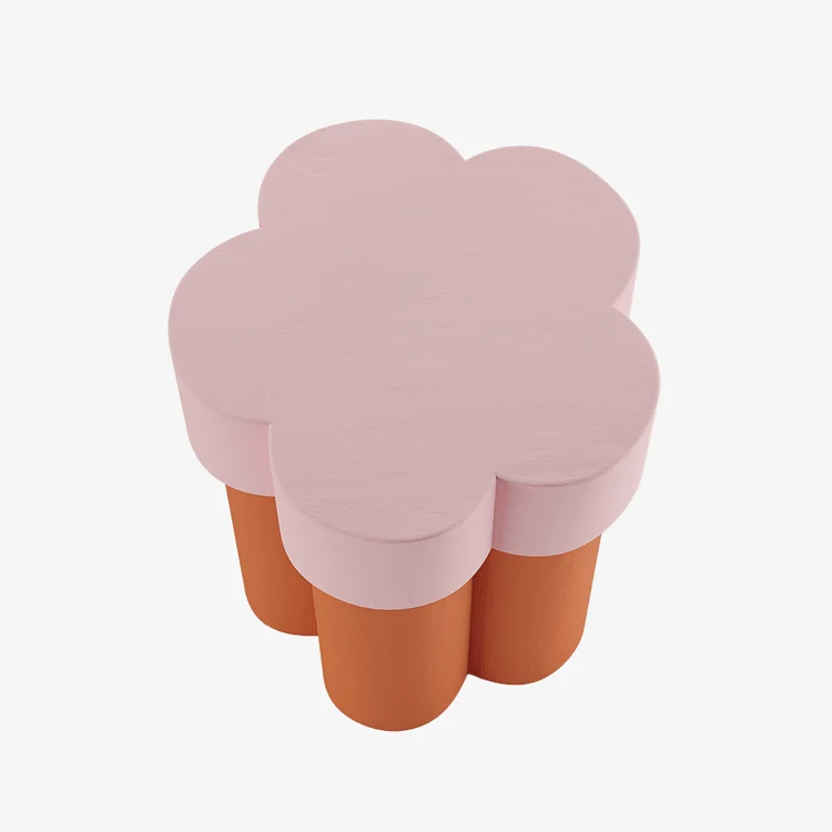 Table d’appoint en forme de fleur, magnésie orange et rose