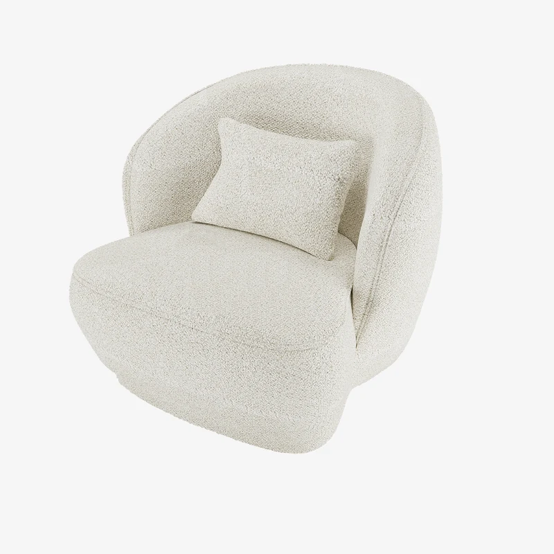 Fauteuil design boucl blanc Pablo