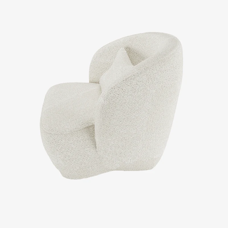 Fauteuil design boucl blanc Pablo