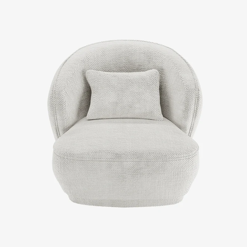 Fauteuil design tissu chenille blanc Pablo