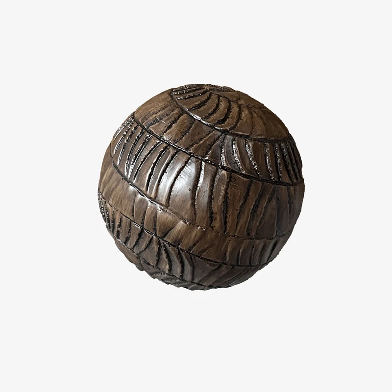 Boule d corative en r sine effet bois sculpt S oul