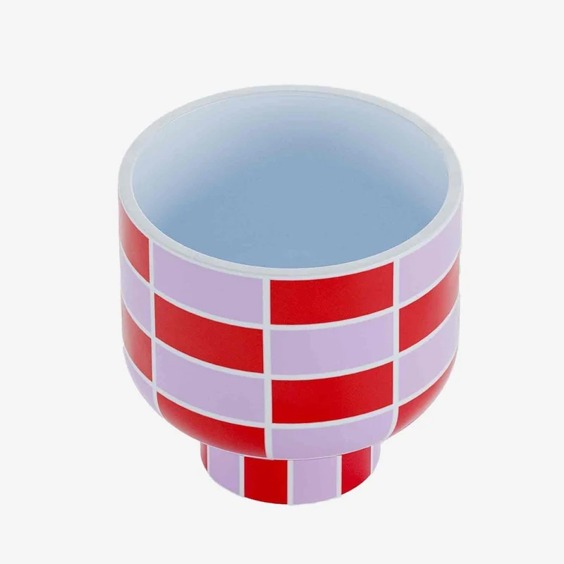 Vase c ramique motif damier rouge Versailles