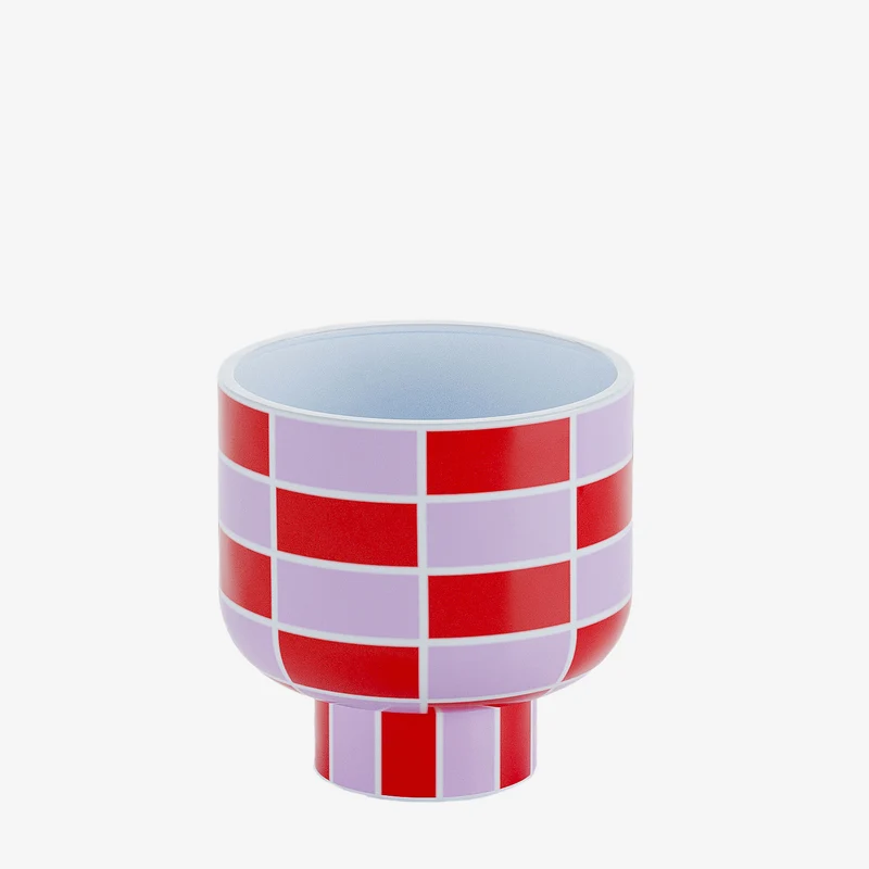 Vase c ramique motif damier rouge Versailles