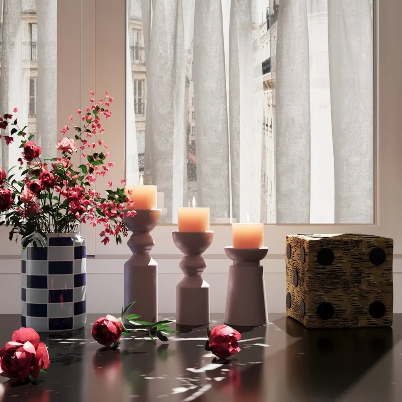 Vase cylindrique damier c ramique bleue Macao