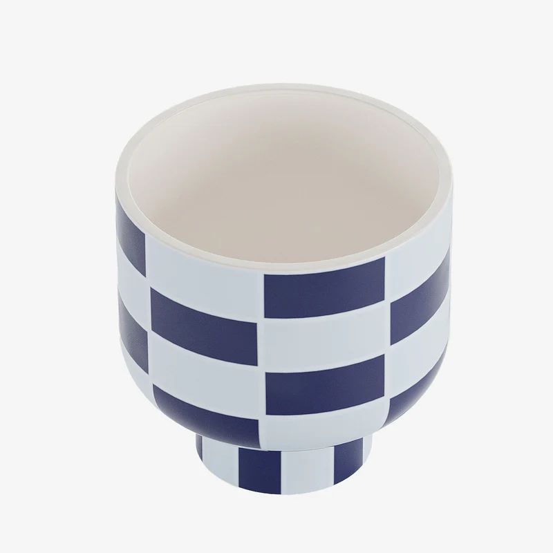 Vase c ramique motif damier bleu Versailles