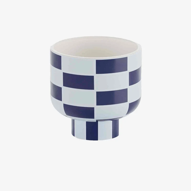 Vase c ramique motif damier bleu Versailles