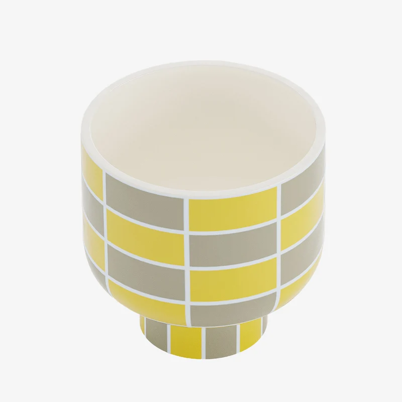 Vase c ramique motif damier jaune Versailles