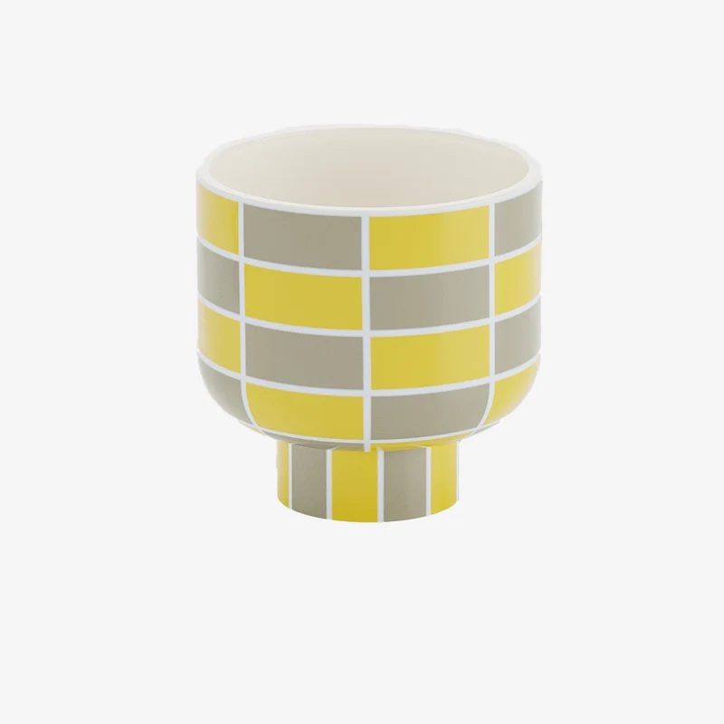 Vase c ramique motif damier jaune Versailles