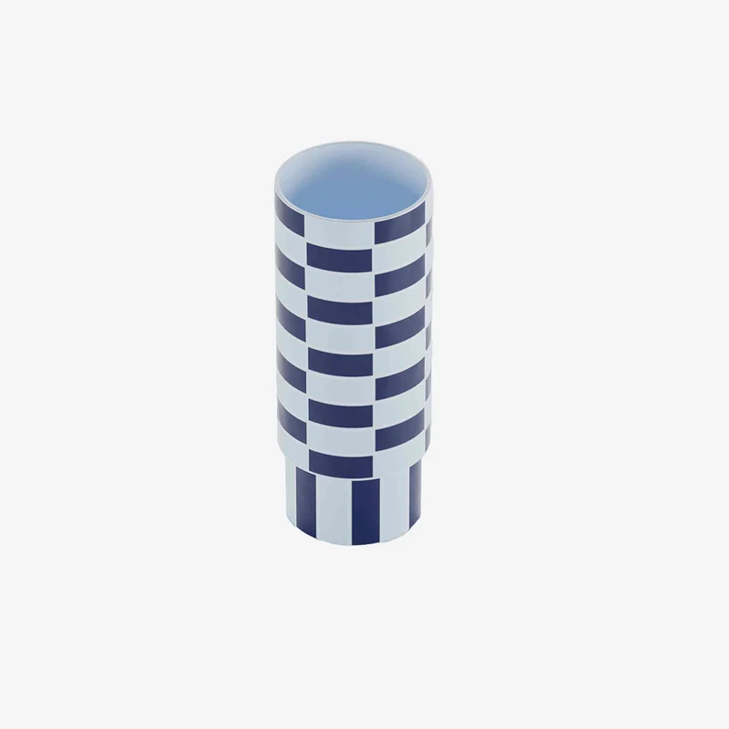 Vase c ramique tube damier bleu Sofia