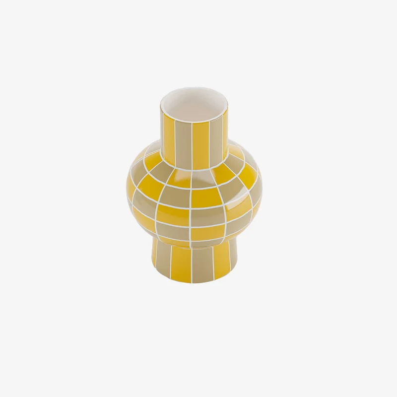 Vase c ramique motif damier jaune Louvre