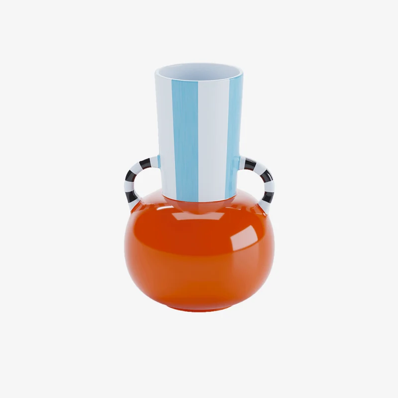 Vase d coratif en c ramique rayures avec poign e Oslo