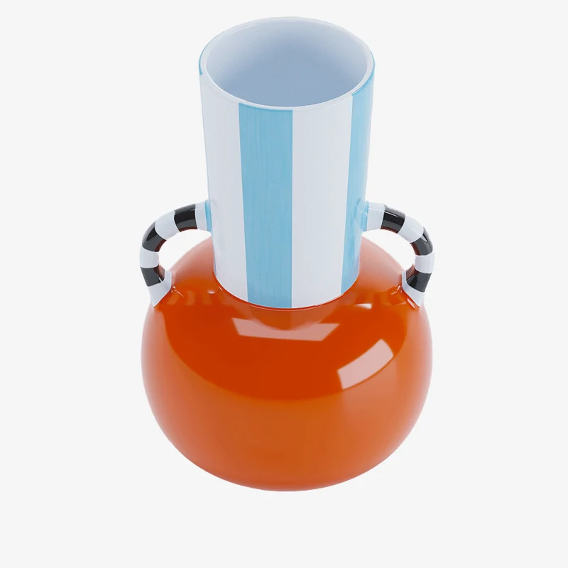 Vase d coratif en c ramique rayures avec poign e Oslo