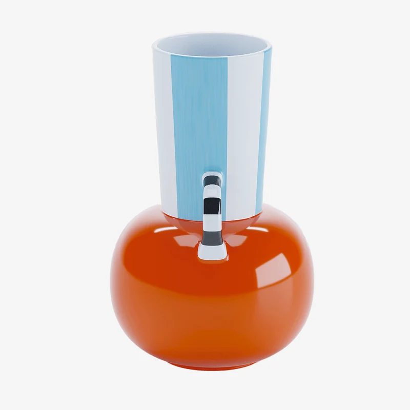 Vase d coratif en c ramique rayures avec poign e Oslo