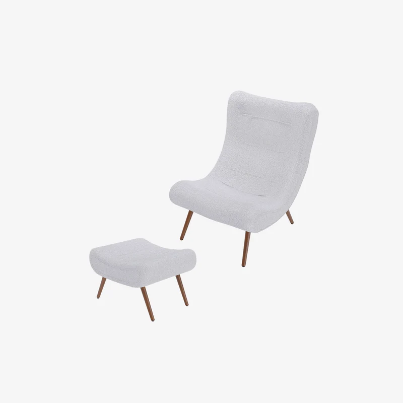 Fauteuil avec repose-pieds bouclé