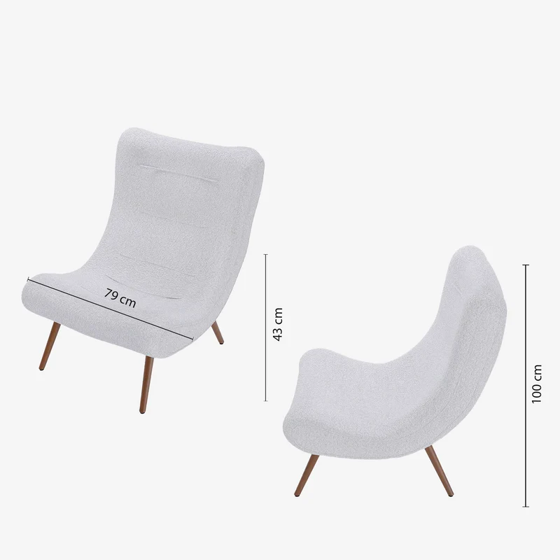 Fauteuil avec repose-pieds bouclé