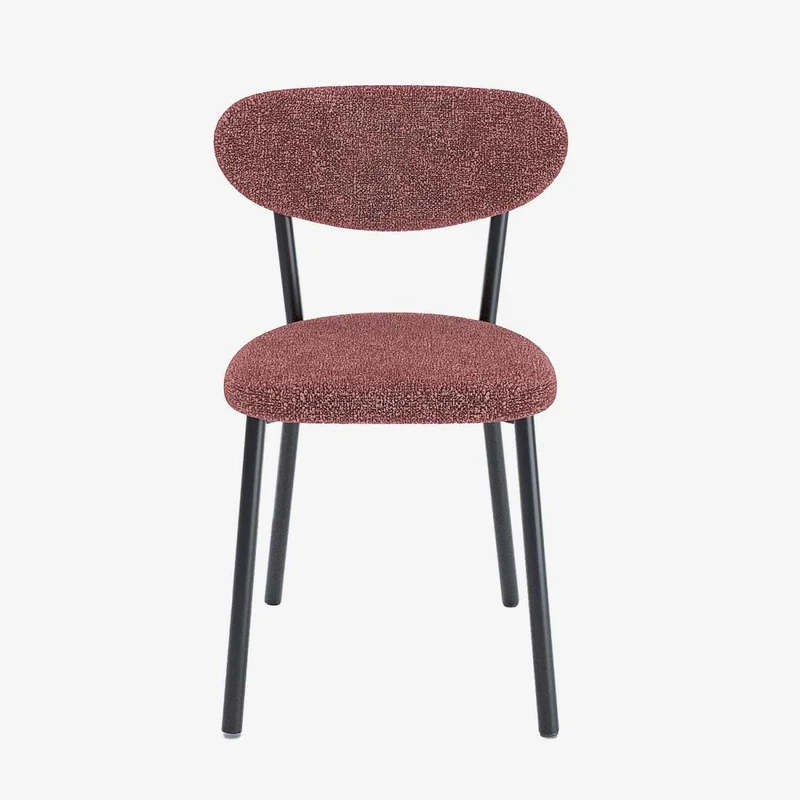 Lot de 2 chaises tissu bouclette pied métal