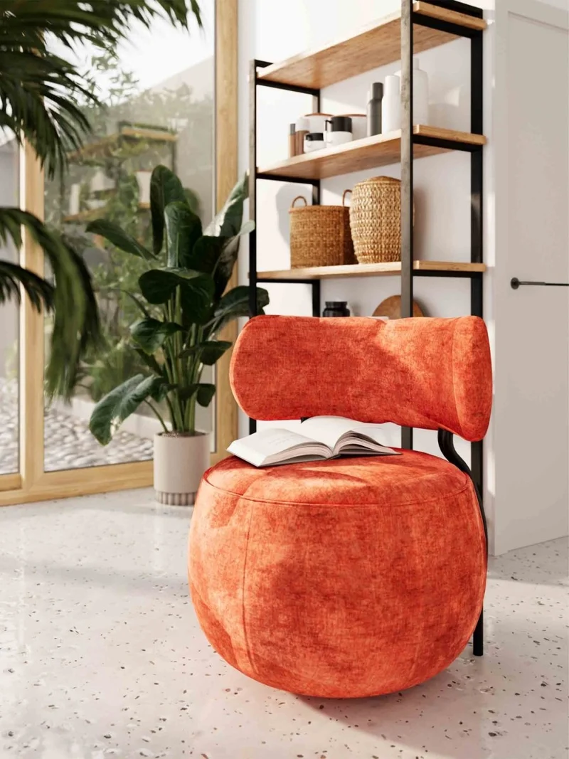 Fauteuil rond en velours