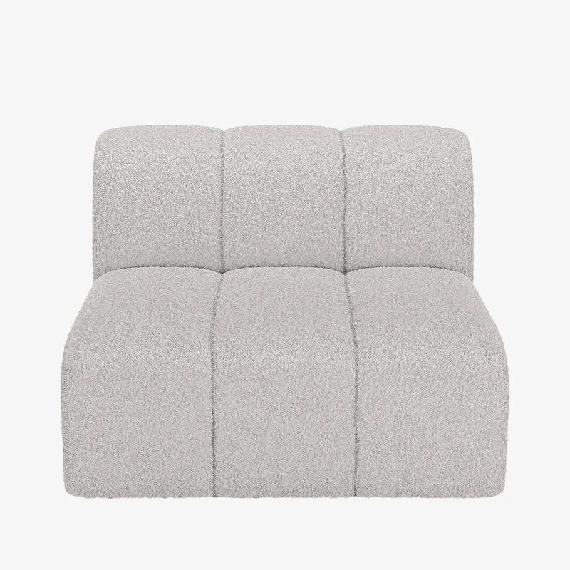 Canapé modulable en tissu bouclette gris-crème
