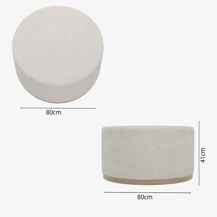 Grand pouf rond ottoman en bouclette