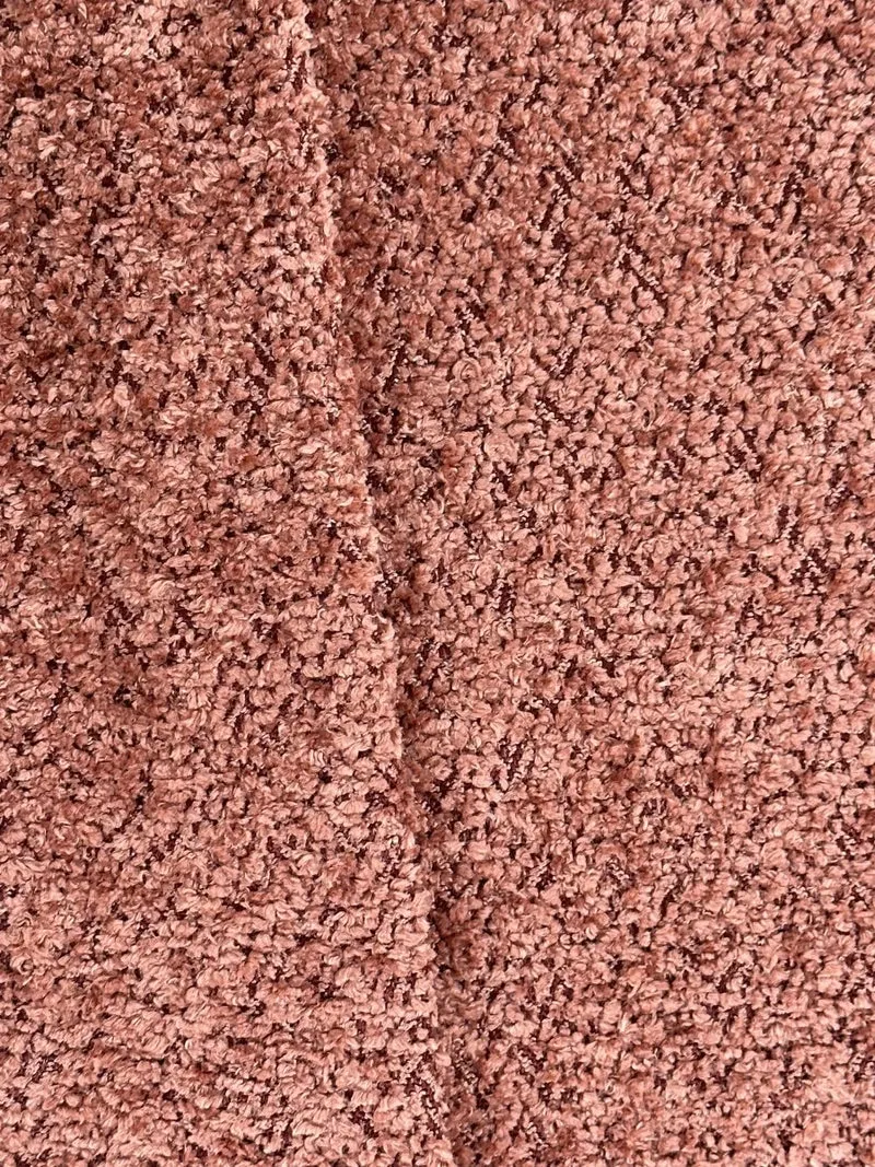 Grand pouf rond ottoman en bouclette rose Victor
