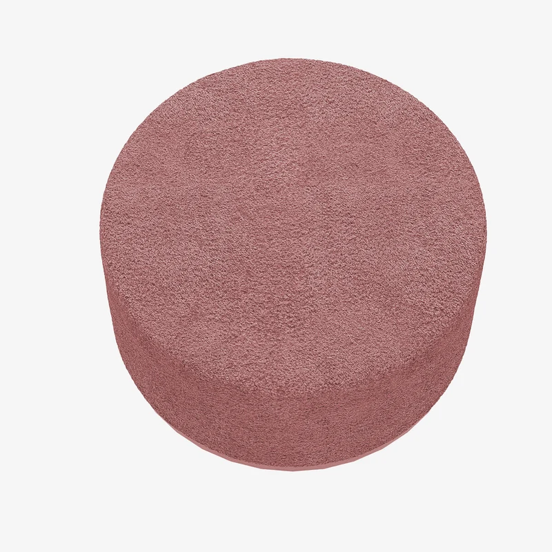 Grand pouf rond ottoman en bouclette rose Victor