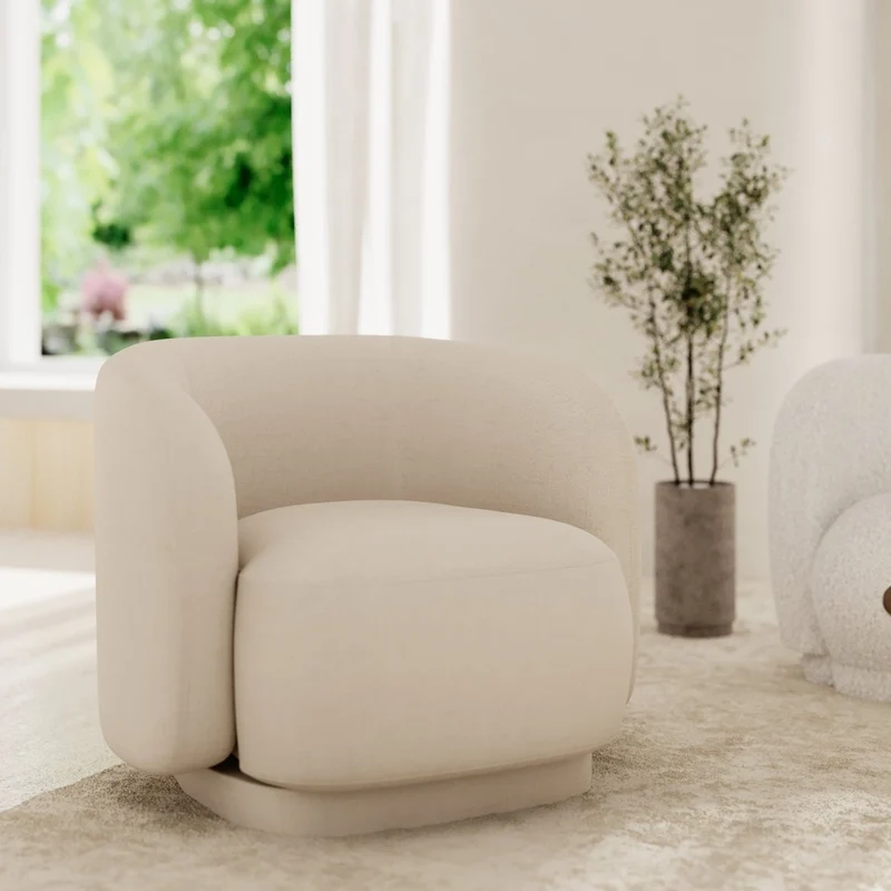 Fauteuil en tissu beige Victoria
