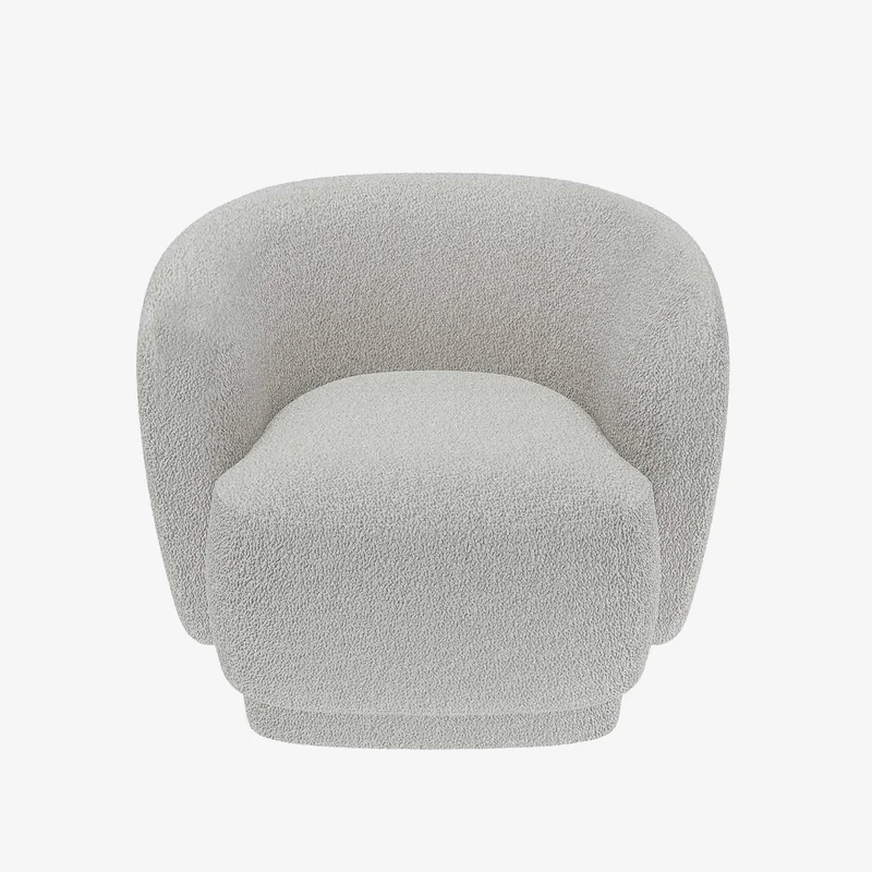 Fauteuil bouclette couleur gris-cr me Victoria