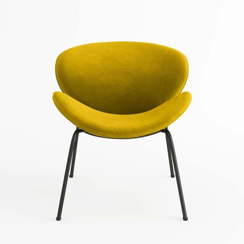 Fauteuil en velours jaune moutarde