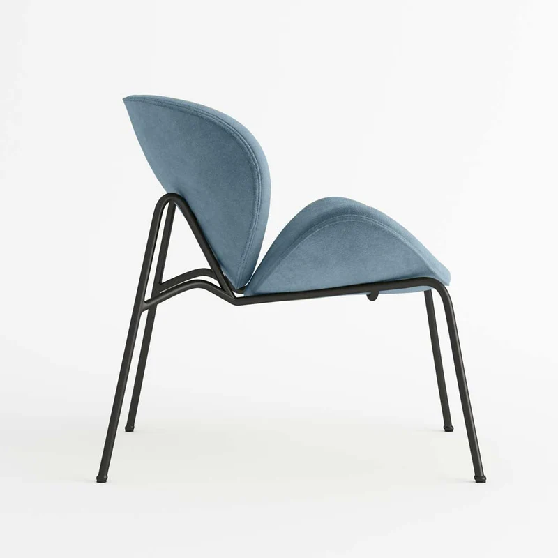 Fauteuil en velours bleu perle