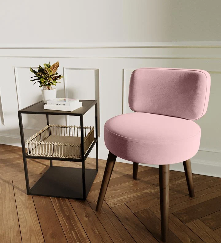 Petit fauteuil en velours rose vintage