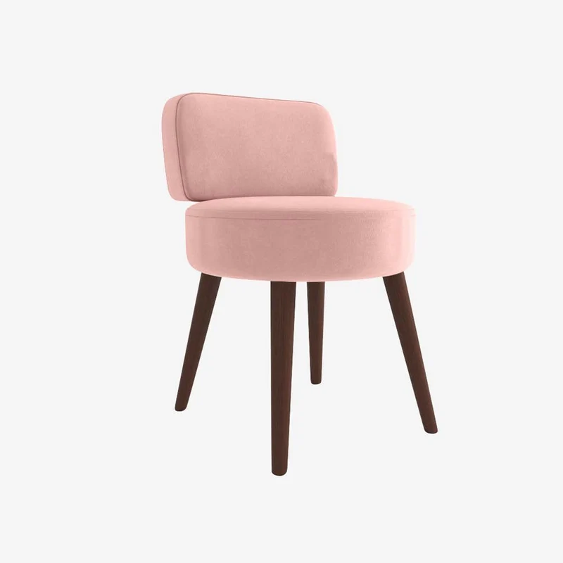 Petit fauteuil en velours rose vintage