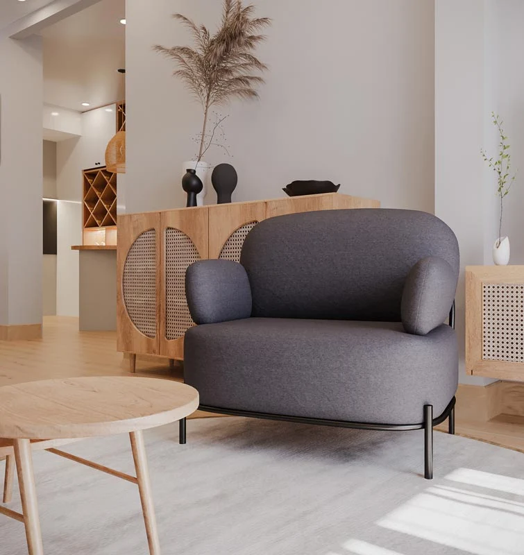 Fauteuil en tissu gris foncé