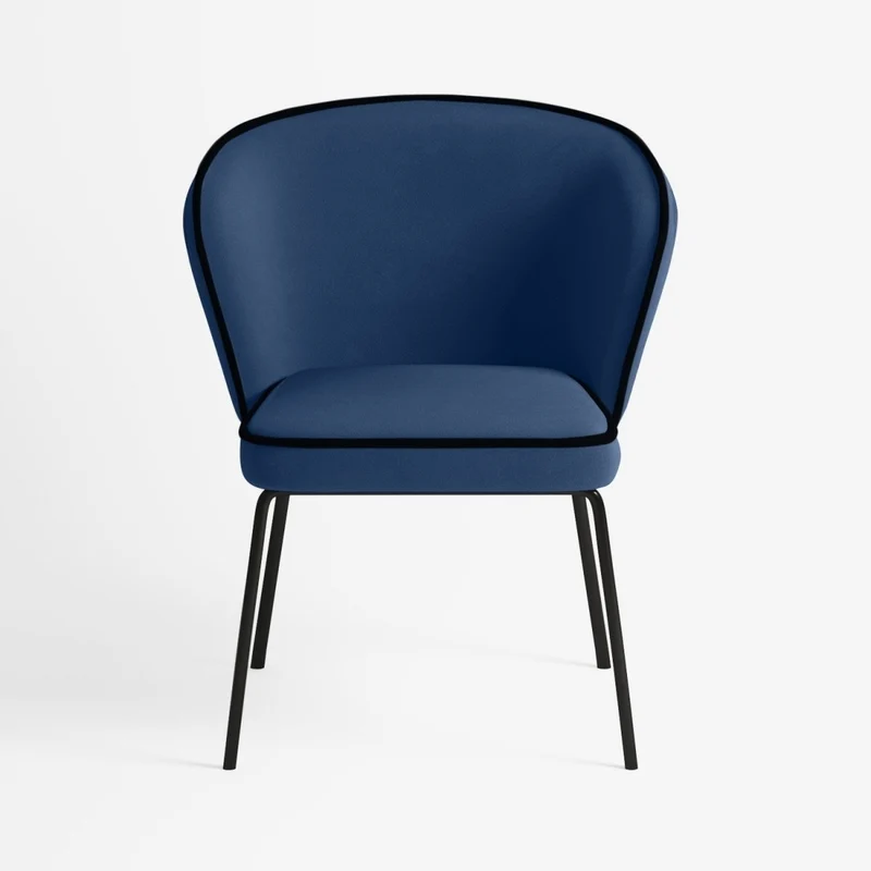 Chaise en velours avec détail liseré bleu nuit
