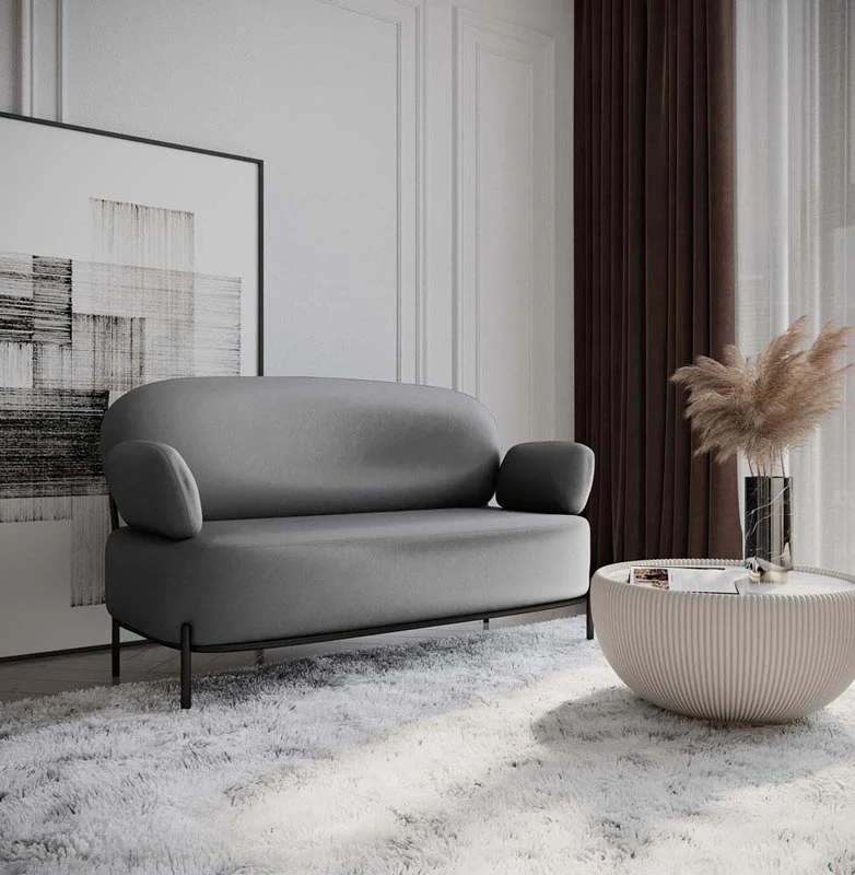 Canapé 2 places design en tissu gris foncé