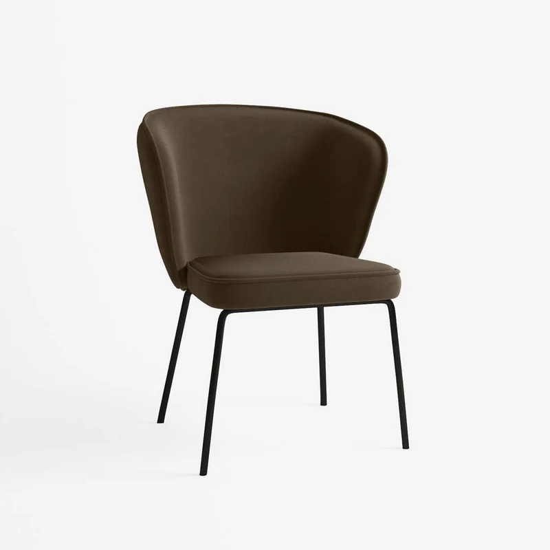 Chaise en velours brun foncé