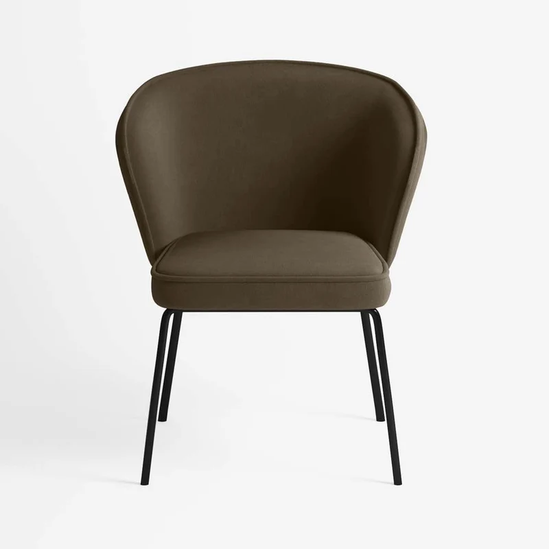 Chaise en velours brun foncé