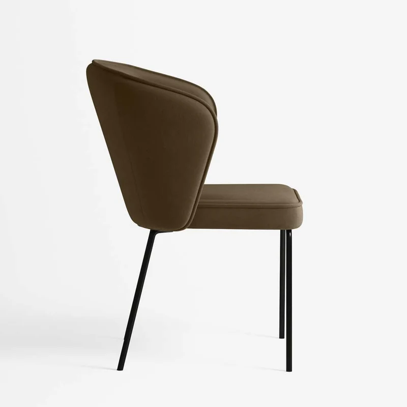 Chaise en velours brun foncé