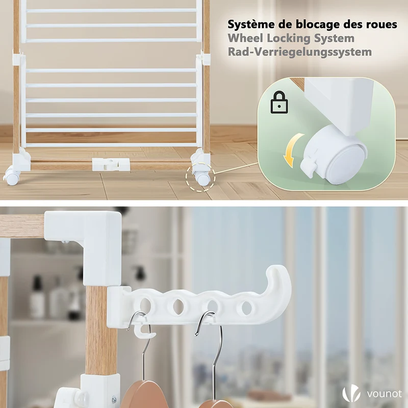 Sechoir a linge etendoir tour pliable 3 niveaux 69x69x136 cm style bois blanc