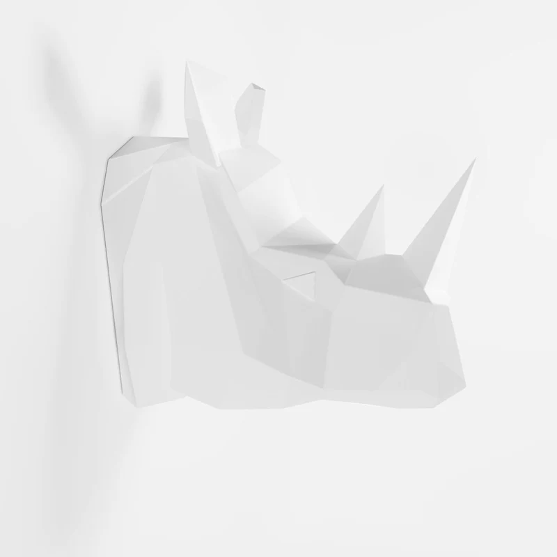 Troph e d coratif mural rhinoc ros blanc en polyr sine