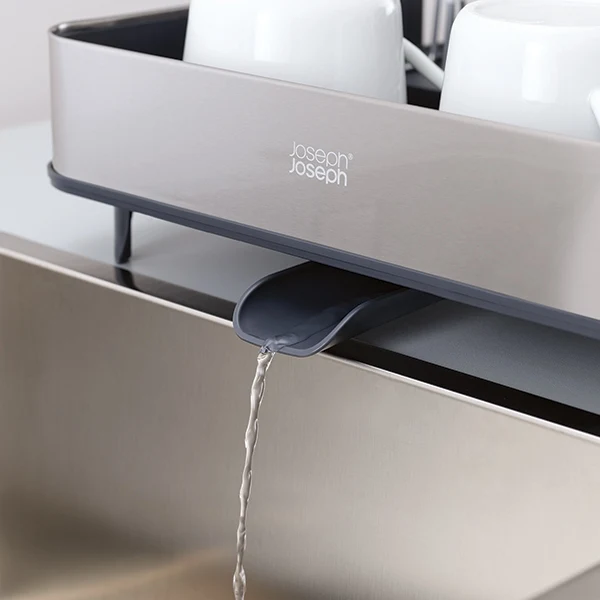 Égouttoir à vaisselle extensible avec bec verseur Gris Joseph Joseph