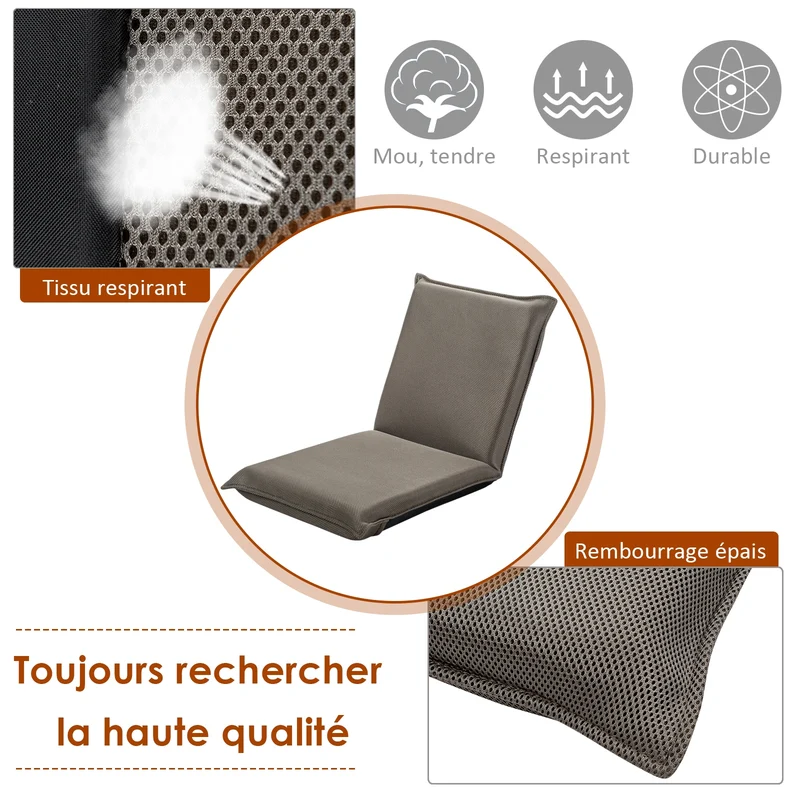 Costway - Chaise de Sol, Banquette Convertible, Pliable Tatami Inclinable en 6 Position, 44 x 54,5 x 53,5 CM, Gris
