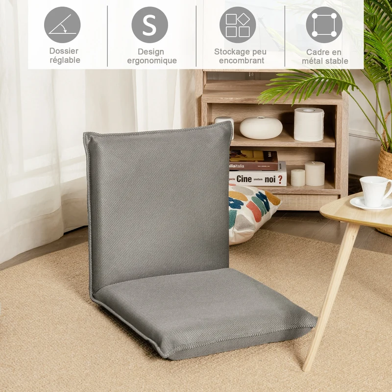 Costway - Chaise de Sol, Banquette Convertible, Pliable Tatami Inclinable en 6 Position, 44 x 54,5 x 53,5 CM, Gris
