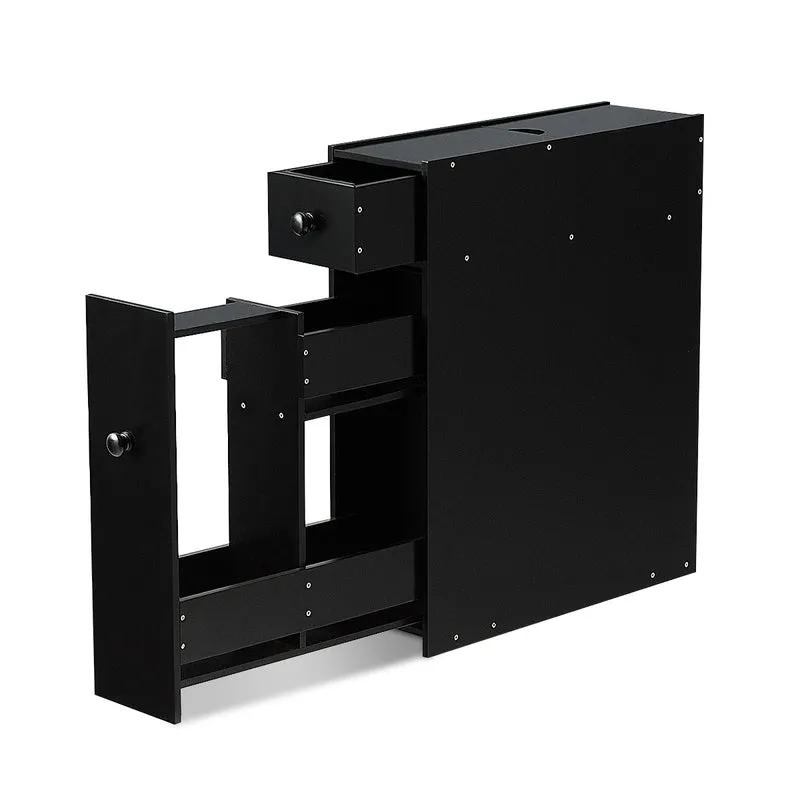 Costway - Armoire WC, Armoire salle de bain, Petit Meuble salle de bain, Armoire de toilette, avec Deux Tiroir pour Cuisine Salle de Bains, Noir