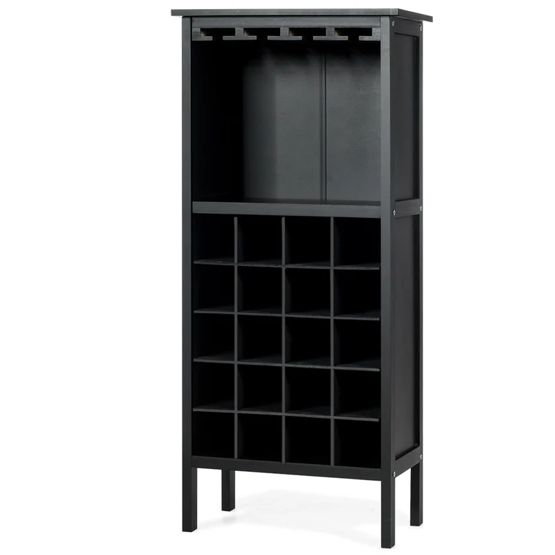 Costway - Casier a Bouteille, Porte Bouteille vin, Etagere a Vin, Range Bouteille, Support de Verre à Pied Capacité 20 Bouteilles, Noir